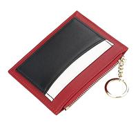 SFQEVHRZ Portafogli， Portafogli uomo， Portafoglio, portafogli bifold minimalisti con vera pelle a blocco sottile con tasca portamonete con zip(Red)