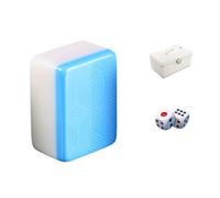 SFQEVHRZ Set da mahjong, 144 tessere Majiang Travel Set di pezzi da gioco realizzati in giada artificiale for un in stile cinese. Solo Mahjong(Blue)