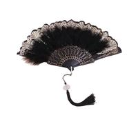 SFQEVHRZ Ventaglio da Danza, con Pendente Ventaglio Pieghevole in Piuma Dolce Fata Ragazza Danza in a Mano(Schwarz)