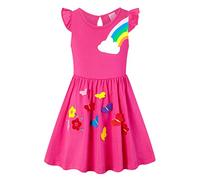 SFreeBo Vestito Bambina Estivo Vestiti Unicorno Bambina Arcobaleno Ricami Stampati Senza Maniche Vestito Bambina 6-7 Anni