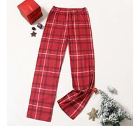 Sfrutta al massimo il tuo tempo libero con i nostri comodi pantaloni unisex a tema vacanza a scacchi (S rosso scuro-donna)