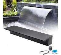 SFSLBFB Set di Cascata per laghetto, Fontana a sfioro in Acciaio Inox 304, Incasso a Parete, per laghetto, Piscina, ruscello (Nero 30 cm)