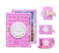 Sfulatdc Custodia in silicone con supporto girevole a 360 gradi, maniglia e tracolla universale per tablet, compatibile con Dragon Touch Notepad K10/Max10, Pritom M10, Winsing 10, rosa
