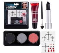 SFX - Kit di pittura facciale per Halloween, 3 colori con sangue finto lavabile, set trucco per cosplay zombie scheletro