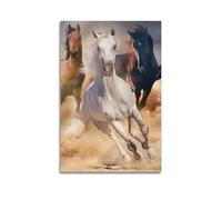 SFXHHWG Poster con cavalli dinamici, opera d'arte realistica con cavalli che corrono, squisiti dipinti moderni decorativi per la famiglia, per soggiorno, camera da letto, stampa artistica da parete