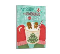 SFXHHWG Stampa artistica da parete su tela con scritta "Wishing You The Sweetest Holiday Christmas", decorazione per la casa, 20 x 30 cm