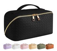 SFXULIX Borsa cosmetica da viaggio di grande capacità, borsa per il trucco, borsa cosmetica impermeabile in pelle PU, borsa da viaggio portatile da donna con manico e divisore borsa organizer per
