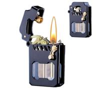 SFYYYDX Accendino a Cherosene Trasparente Antivento Classico, Accendino Meccanico in Metallo in Stile Steampunk retrò, Fantastico for Uomo.(Black)
