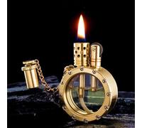 SFYYYDX Accendino Meccanico a Cherosene Trasparente in Ottone Fatto a Mano, Stile Steampunk, Stile Vintage, Antivento, Trench Rock, Fantastico for la Festa del papà for Gli Uomini.(Gold)