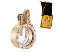 SFYYYDX Windproof Trench Rock Steampunk Style Mechanical Handmade Brass Clear Kerosene Lighter, A Cool And Unique Vintage Pocket Watch Ring Lighter Ornament(Gold)