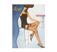 LEVANTE Calza autoreggente calze donna 15 den 17 dtex setificata opaca balza pizzo articolo ROMANTIC 15 AUTOREGGENTE, Bronzo, 3 - L