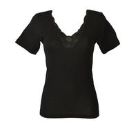 SG Camiciola donna LIABEL manica corta misto lana con inserti in pizzo articolo