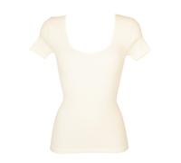 SG Camiciola donna MANUFAT mezza manica lana e seta a costina bordino raso elast