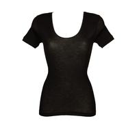 SG Camiciola donna MANUFAT mezza manica lana e seta a costina bordino raso elast