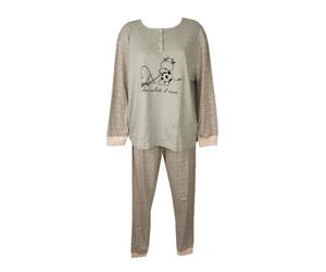 SG Pigiama donna manica lunga cotone interlock collo serafino taglie forti CRAZY