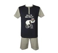 SG Pigiama uomo cotone manica corta pantalone corto collo serafino CRAZY FARM ar