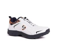 SG Savage Stud Cricket Shoes | White, Navy & Orange | Size: EU 43, UK 9, US 10 | Material: Mesh | for Boys And Men | Classic And Comfortable | Toe And Heel Protection | Supersoft And Flexibility