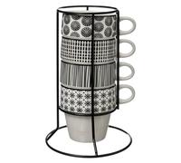 SG Secret de Gourmet Atmosphera 4 tazze con supporto Bohemia - Nero e Bianco