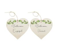 SG Store 2 cartelli da appendere per bagno a forma di cuore in legno a forma di foglia accenti maniglie per porte del bagno include corde per appendere