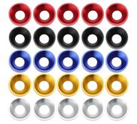 SG Store 25 Pezzi M5x12x3mm Rondelle Svasate In Lega Di Alluminio Guarnizioni Colorate Contiene 5 Pezzi Ciascuno Di Nero/Rosso/Blu/Argento/Oro Per Accessori Per Viti Per Mobili Auto
