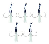 SG Store 5pcs Blu Doppio Jigging Assist Ganci Acqua Salata Danza Stinger Jigging Gancio Per Tutti I Tipi Di Jigging Verticale Jigging Esche Acqua Salata Jigging Blu