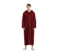 SG-TECH Pigiama da Uomo con Camicia da Notte in Flanella con Cappuccio e Zip