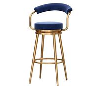 Sgabelli 1pc, Sgabello Bar Girevole per banco Imbottito Velluto con Schiena, in Metallo, Sedile H da 65 cm, Nero (Gambe Oro Blu)