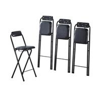 Sgabelli Alti da Bar Pieghevoli con Schienale (Bianco/Nero), 50 55 60 65 70 75 80cm Sgabelli Alti da Cucina Seduta, Sedie da Bar for Esterno con Morbido Cuscino, Poggiapiedi(Nero,70cm (28inch))