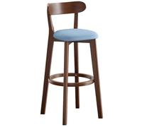 Sgabelli Alti Imbottiti in Stile Moderno di Metà Secolo con Gambe in Legno, Sgabello Bar da Cucina in Legno Massello con Seduta a Sella e Poggiapiedi, Facile da Montare(Blue)