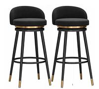 Sgabelli Bar Interno Set di 2, Sgabello banco con Gambe in Metallo Imbottito sedie Senza Braccio per Cucina Domestica, Sala da Pranzo (Nero,#b65cm)