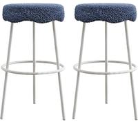 Sgabelli Bar per Altezza da banco, bartool Imbottiti Lambsca, U201C Cucina Alta Sgabello con Gamba in Metallo e poggiapiedi, cucine Counter Island Breakfast (Blue-2Ps, 75 cm)