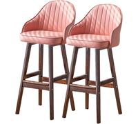 Sgabelli Barche Bar con la Schiena e poggiapiedi, Il Ristorante btrollo Pub in Legno per da Cucina Abbondante, Set di (Rosa, 64 cm)