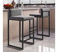 Sgabelli Cucina, Set di 2, Sgabelli da Bar, Sgabelli Alti per Cucina Sala da Pranzo Studio, Stile Industriale, Nero, Altezza di Seduta: 65/75 cm