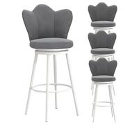 Sgabelli da banco Altezza Set di 4 sgabelli ergonomici a 360 ° sedie da Bar Girevole, Comodi Velluto contropiede Alte feci Alte feci per Colazione sgabelli da Pranzo con Schienale a Farfalla (Grigio,