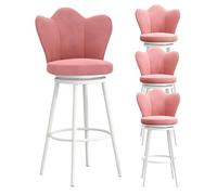 Sgabelli da banco altezza set di 4 sgabelli ergonomici a 360 ° sedie da bar girevole, comodi velluto contropiede alte feci alte feci per la colazione sgabelli da pranzo con schienale a farfalla (rosa,