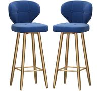 Sgabelli da banco con Posteriore ad Arco e Sedile Rivestito in Velluto, Sedia da Pranzo Alti sgabelli per casa da Cucina, 26/30 Pollici (blu-2ps, 75 cm)