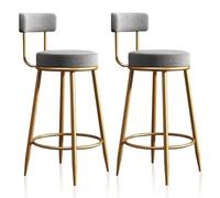 Sgabelli da banco in Velluto per la Colazione da Bar Set di sedie da Banda da banco a 2 sgabelli Alti per casa, Sala da Pranzo, Festa, Sedia da Cucina (Grigio 75 cm)