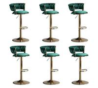 Sgabelli da Bar 1, 2, 3, 4, 6 Set, Regolabili in Altezza Sgabelli Alti in Velluto con Schienale e Poggiapiedi, Sgabello Girevole a 360° per Sala da Pranzo, Angolo Bar, Isola Cucina,Verde,Set of 6