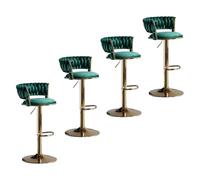 Sgabelli da Bar 1, 2, 3, 4, 6 Set, Regolabili in Altezza Sgabelli Alti in Velluto con Schienale e Poggiapiedi, Sgabello Girevole a 360° per Sala da Pranzo, Angolo Bar, Isola Cucina,Verde,Set of 4