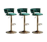 Sgabelli da Bar 1, 2, 3, 4, 6 Set, Regolabili in Altezza Sgabelli Alti in Velluto con Schienale e Poggiapiedi, Sgabello Girevole a 360° per Sala da Pranzo, Angolo Bar, Isola Cucina,Verde,Set of 3