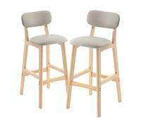 Sgabelli da bar ad altezza bancone in pelle PU set di 1/2/3/4, sedia da bar imbottita con gambe in legno, sgabelli da bancone moderni con schienale for isola cucina(Light gray-2PCS,Height 53cm)