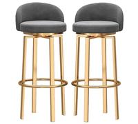 Sgabelli da Bar Altezza contropiede-255,6/29,6 ", sedie da banco per bancone Girevole a 360 ° con Sedile di Velluto, Bassa Schiena e poggiapiedi, Sedia da Cucina Isola con Gambe in Metallo Oro