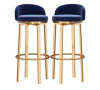 Sgabelli da bar alti fino al bancone della cucina con schienale, set da 2, sgabelli da bar girevoli in metallo moderni, sedie da bar imbottite in stile fattoria, sgabelli da isola, blu, 29,5 pollici