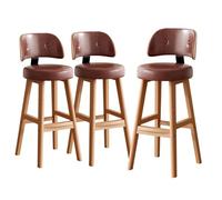Sgabelli da bar alti fino al bancone, in similpelle PU marrone con | Sgabelli da bar ad altezza bancone rivestiti in similpelle PU marrone con schienale, robuste gambe in legno e altezza della