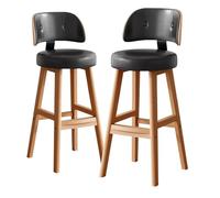 Sgabelli da bar alti fino al bancone, in similpelle PU nera con schienale, | Set di 2 sgabelli da bar neri ad altezza bancone, realizzati in similpelle PU con schienale, altezza seduta 75 cm, adatti per