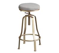 Sgabelli da Bar Alto Girevole e Regolabile Sgabello da Bar con Schienale per la casa Cucina Rotondo Sedia Alta Sedie Sala da Pranzo Design Industrial Vintage, Morbido Tessuto di Lino