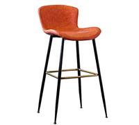 Sgabelli da Bar con banco Altezza, Cuoio Imbottito in Pelle con Schiena, sgabelli Alti da Cucina con Gamba in Metallo e poggiapiedi, sedie da Bar per cucine Counter Island Breakfast (Orange-1Ps,