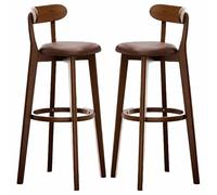 Sgabelli da bar con schienale curvo con poggiapiedi, struttura in legno massello e morbido cuscino in pelle PU, ideali for bar di casa/isola cucina/angolo colazione, design durevole(1 pack,71cm)