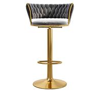 Sgabelli da bar con schienale imbottito in velluto e poggiapiedi, sedie da cucina per colazione e bar, eleganti gambe dorate, regolabili, 65 80 cm, imbottitura grigia