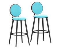 Sgabelli da bar for la colazione da 25,6"/29,5", sgabelli da bar moderni girevoli a 360° con schienale e gambe in metallo, for isola cucina, casa, sala da pranzo, bar(Black-Light blue,75cm/29.5in)